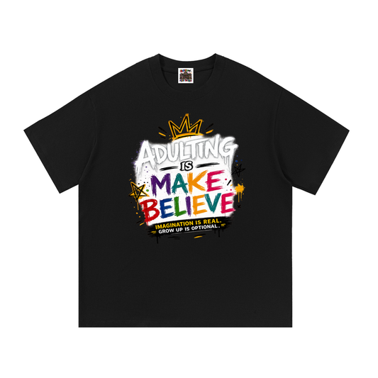 Adulting Black Cotton T-Shirt
