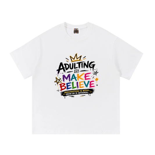 Adulting White Cotton T-Shirt